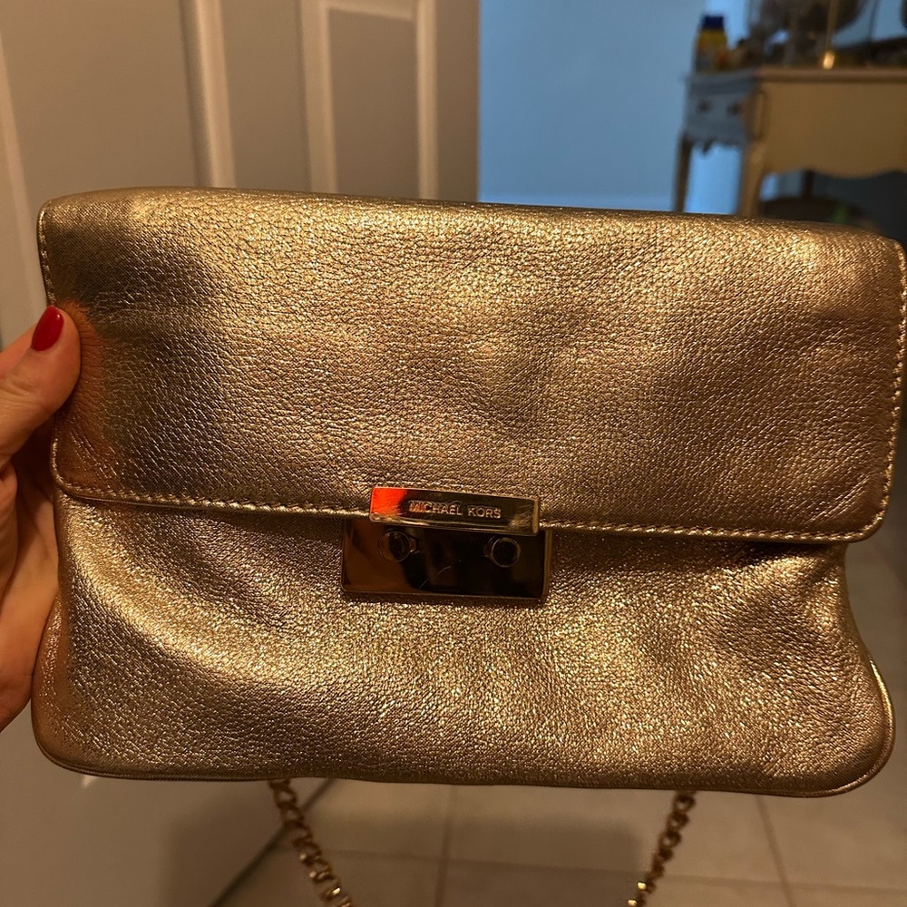 Michael Kors Gold Metallic Clutch Wristlet